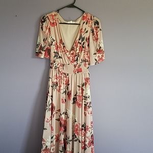 Pink and white floral maxi dress